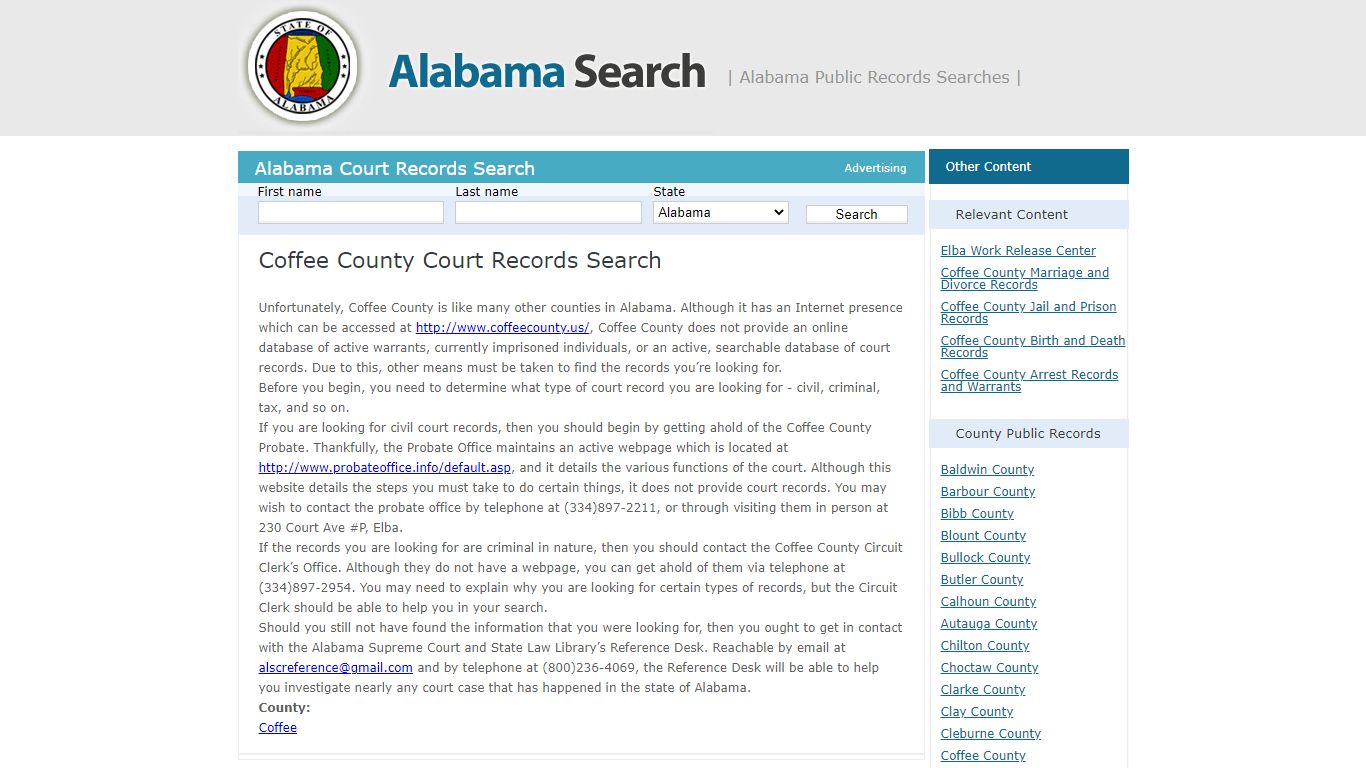 Coffee County Court Records Search | Alabama - AL Search