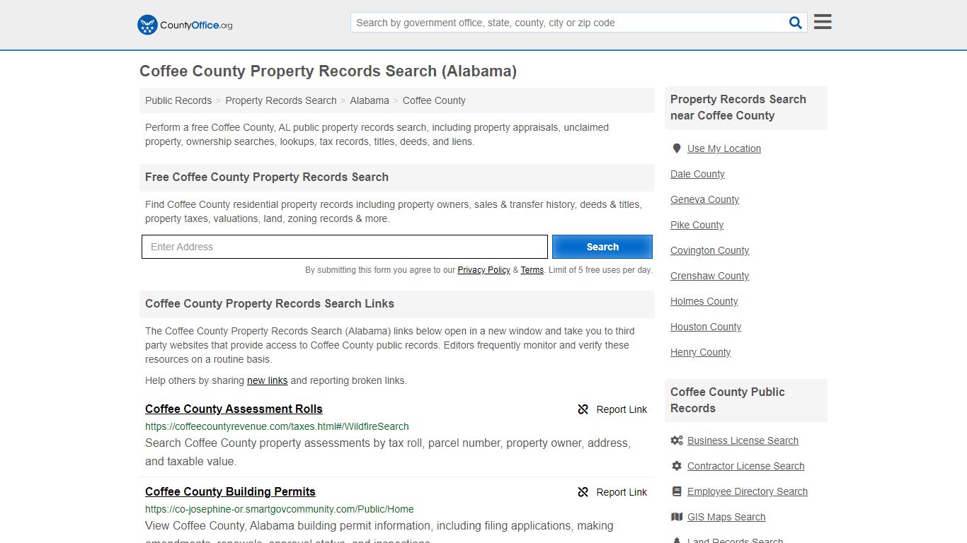 Property Records Search - Coffee County, AL (Assessments ...